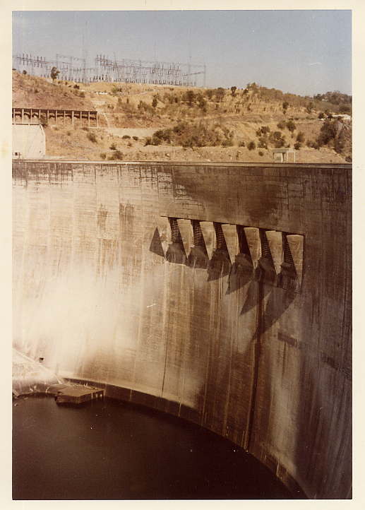 Kariba Dam, the largest dam in the world, straddling the mighty Zambezi River between Southern and Northern Rhodesia opened i