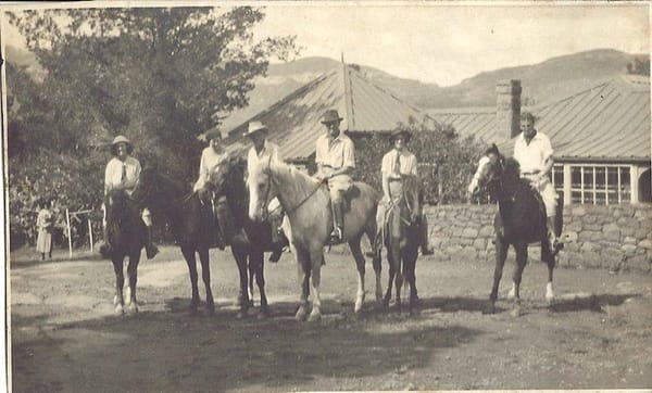 At Herschel for Barbara Millard and Gervas Hughes wedding in April 1936: John Barbara, Monica, Gervas, Theo, Joan and John