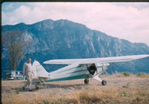 David Read's Piper Cruiser and Hatari John Wayne jeep parked on his Keru Farm in the Rift Valley August 1961